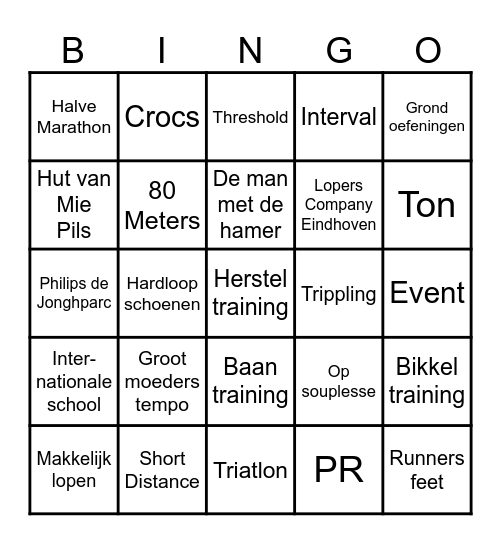 Running Team Eindhoven Bingo Card