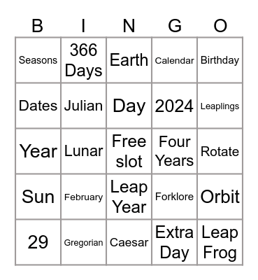 Leap Year Bingo! Bingo Card