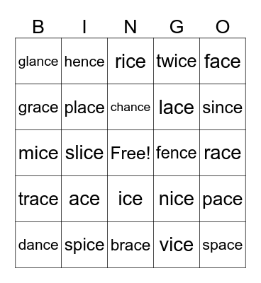 Soft C Bingo Card