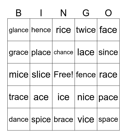 Soft C Bingo Card