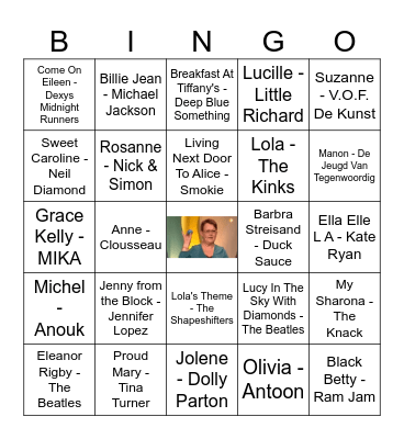 Ledig Erf Muziek Bingo Thema Ronde Vrouwennamen Bingo Card