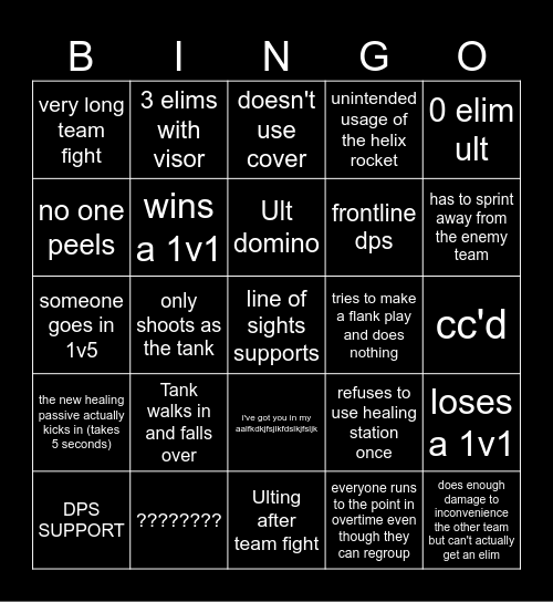 Spectating Bingo Card