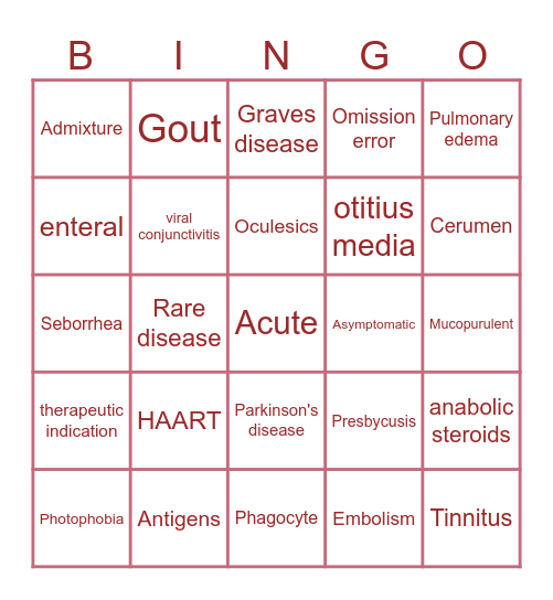 WORDS OF THE DAY :D Bingo Card