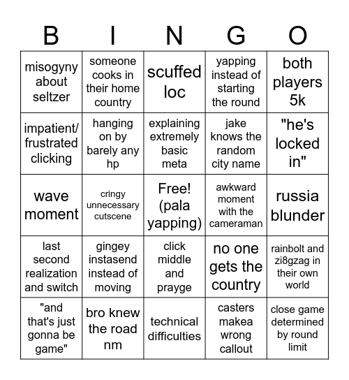 Americas Final Bingo Card