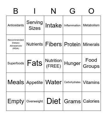 Health BINGO Card