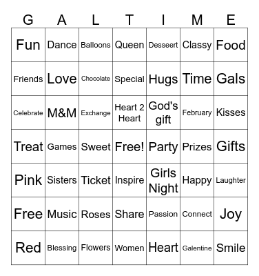Galentine's Night Bingo Card