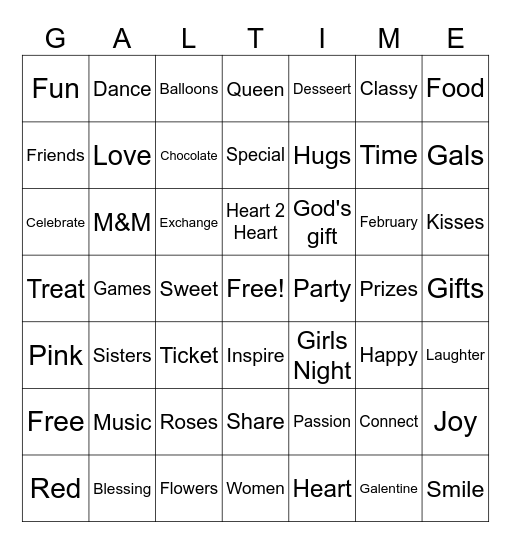Galentine's Night Bingo Card