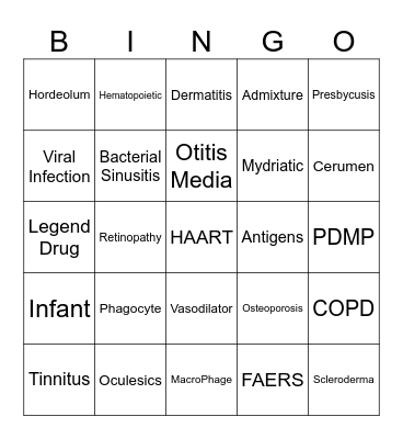 Words of The Day Bingo Card