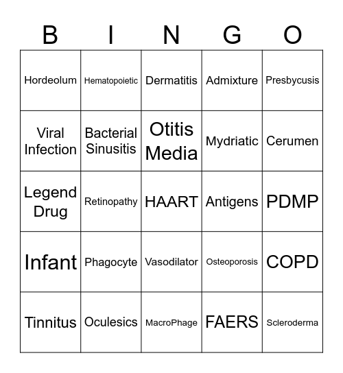 Words of The Day Bingo Card