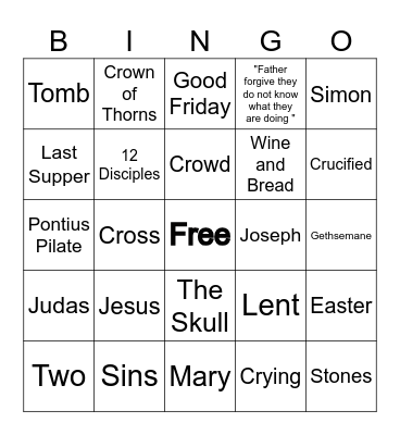 GOOD FRIDAY BINGO Card
