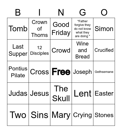 GOOD FRIDAY BINGO Card
