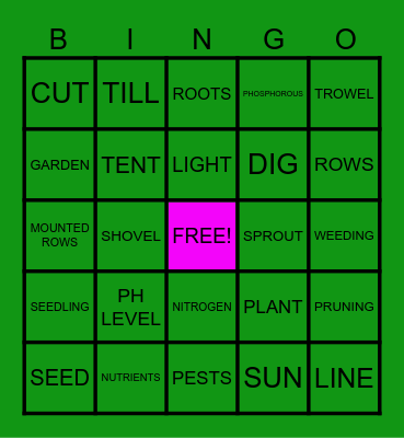 GARDEN BINGO Card