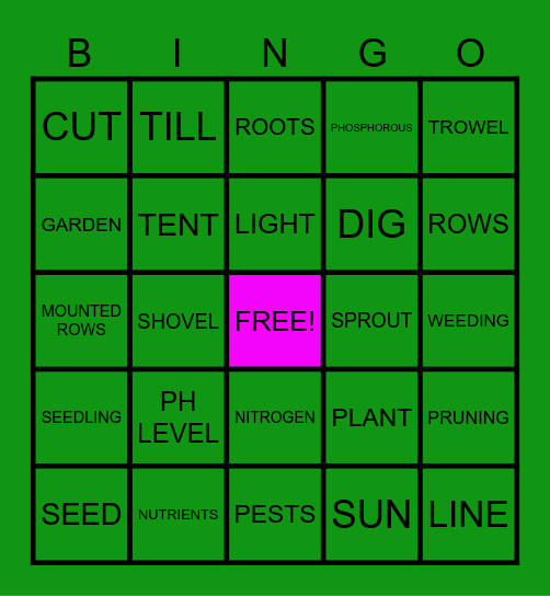 GARDEN BINGO Card