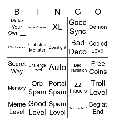 GD Recent Tab Bingo Card