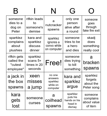 sparklez and friends lethal company Bingo Card