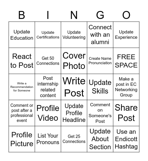 LinkedIn BINGO Card