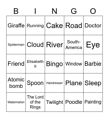 The best one! Bingo Card