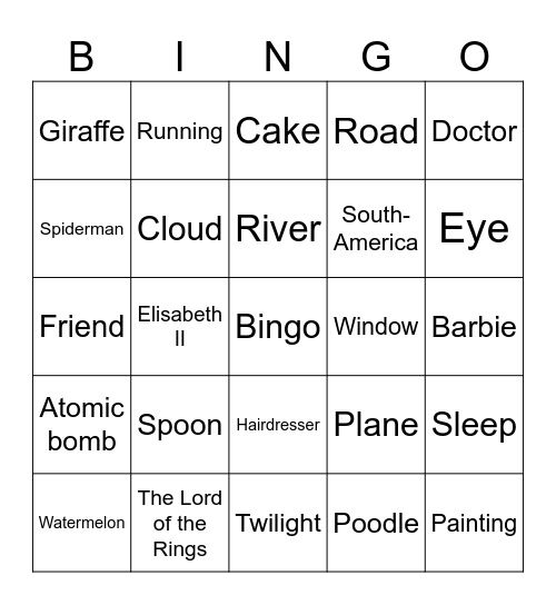 The best one! Bingo Card