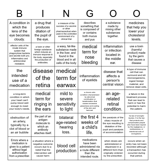 WORDS OF THE DAY Bingo Card