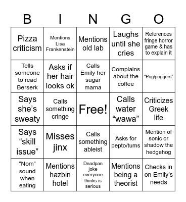VIOLET Bingo Card
