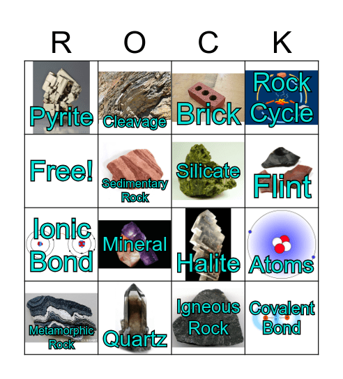 Rocks and Mineral Bingo Card