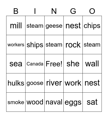 geese Bingo Card