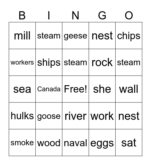 geese Bingo Card