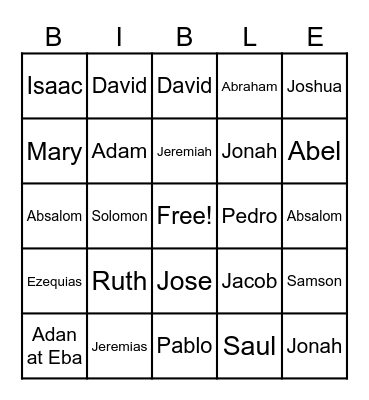 Bible Bingo! Bingo Card