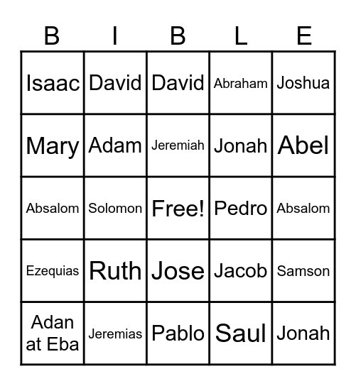 Bible Bingo! Bingo Card