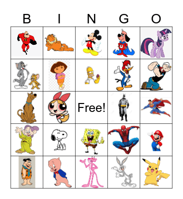 Cartoon Bingo Card