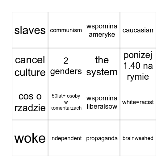 tom makdonald Bingo Card