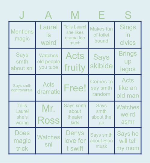 James bingo Card