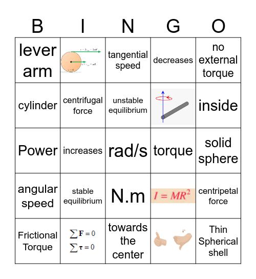 AKPHYSICS Rotational motion & Torque updated Bingo Card