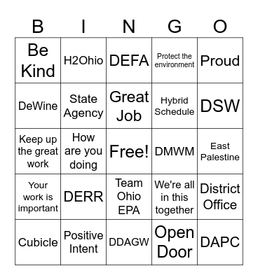 Townhall Bingo Card