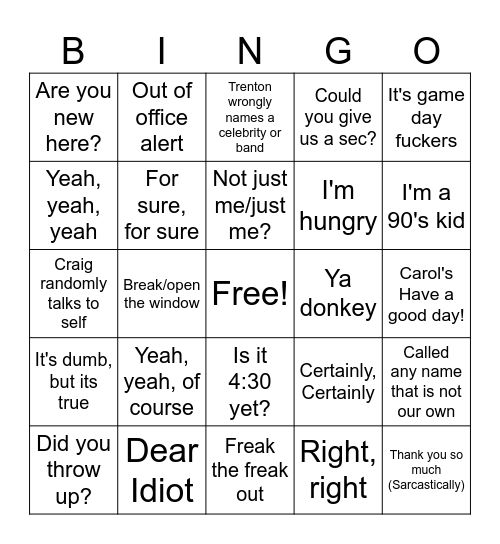 IRA PHRASES Bingo Card