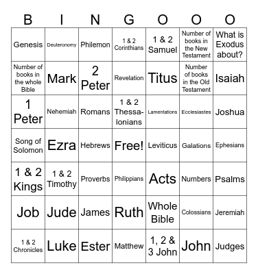 Bible Bingo Card