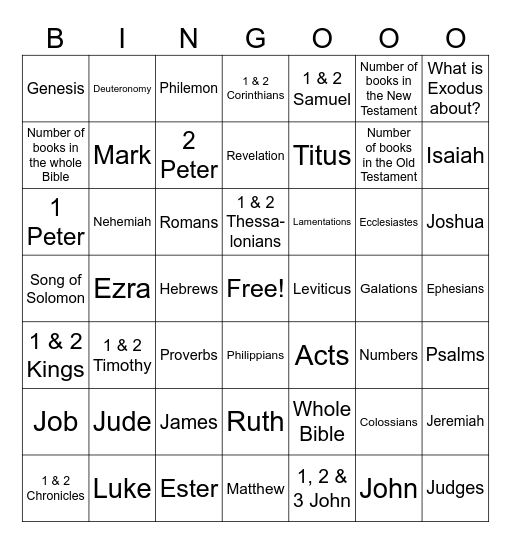 Bible Bingo Card