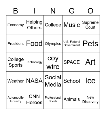 CNN10 BINGO Card