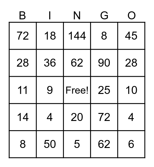 BINGO: Rectangles, Rhombi, & Squares Bingo Card
