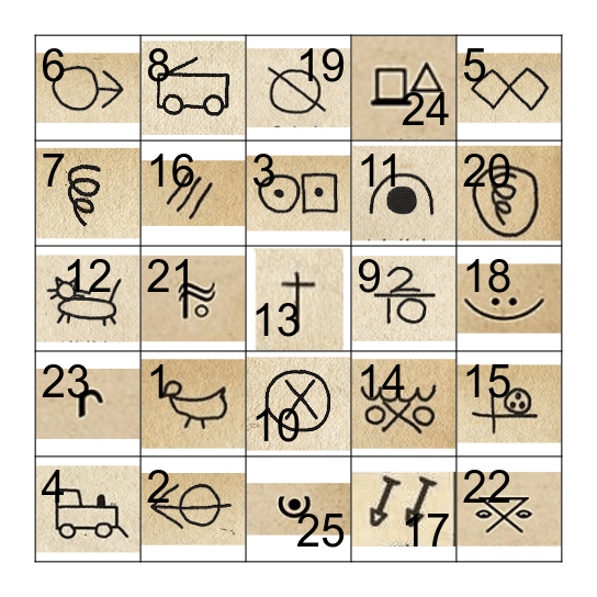 Hobo Hieroglyphics Scavenger Hunt Bingo Card