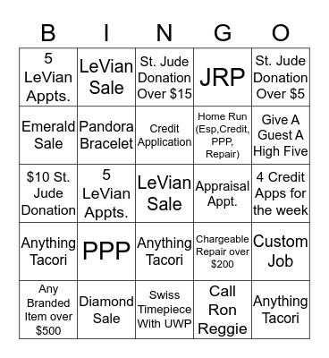 Jared The Galleria Of Jewelry Bingo Card