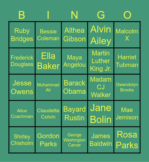 Black History Month BINGO Card