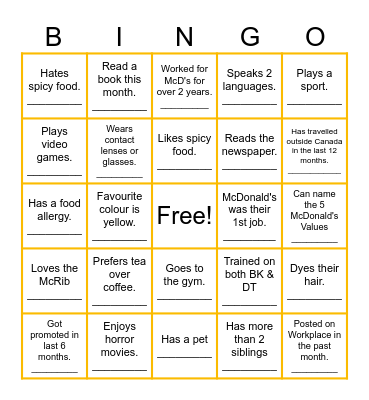 Buddy Bingo Card