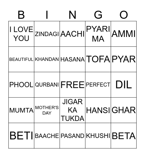 HAPPY MOTHER'S DAY!!! Bingo Card