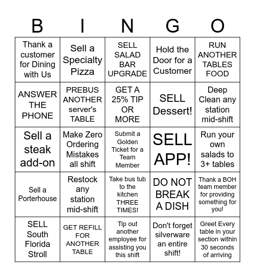 LEGACY FOH FUN! Bingo Card