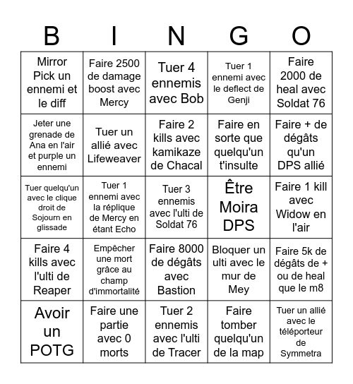 Overwatch Bingo Card