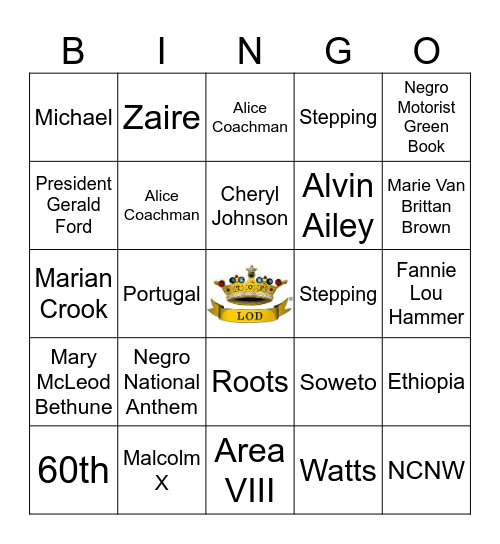 Black History Bingo Card