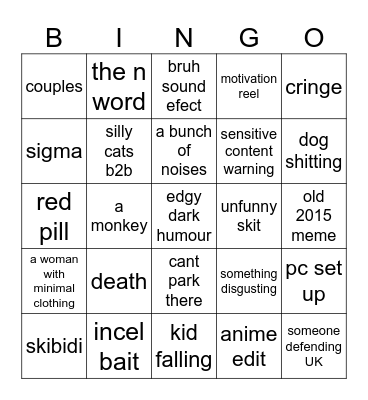 IG reels Bingo Card