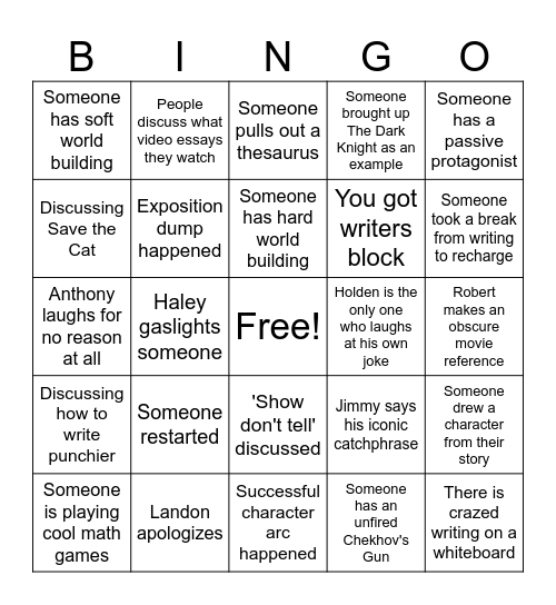 SWA Bingo Card