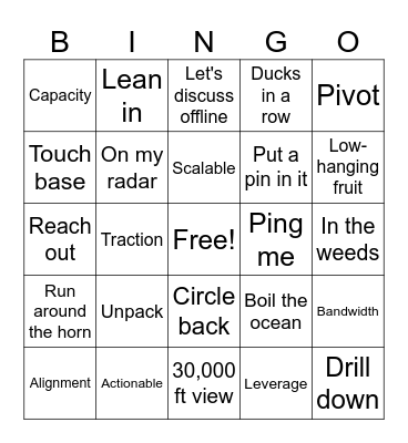 Peak Trust Corporate Buzzword Bingo Card